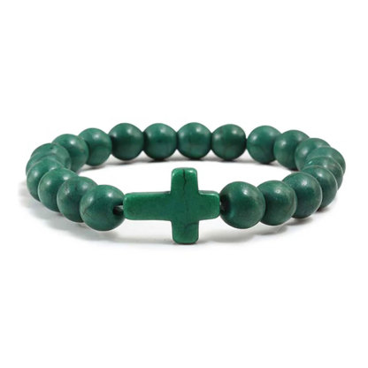 Jesus Cross Bracelet Handmade Beaded Stretch