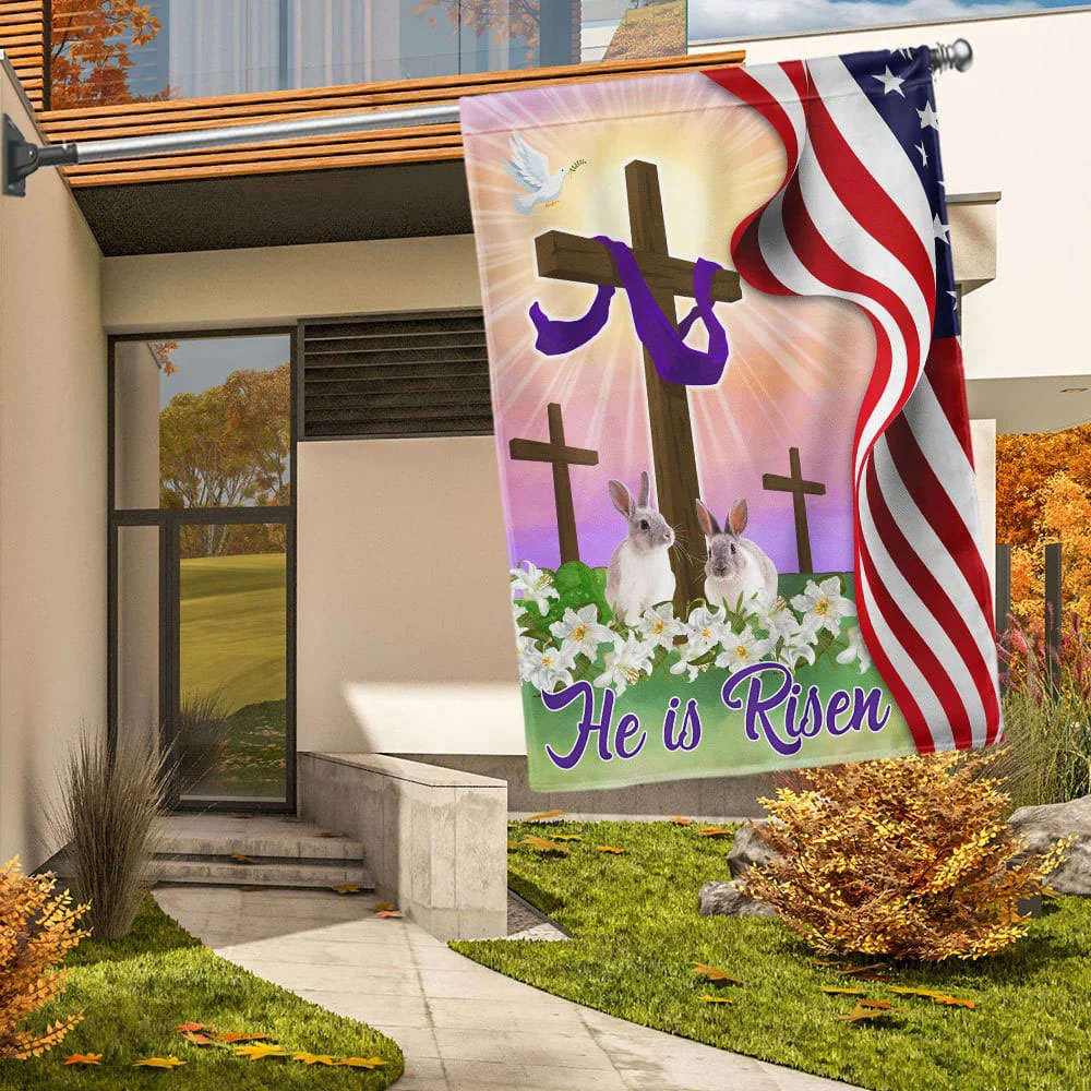 Jesus He Is Risen Easter Flag