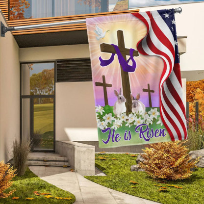 Jesus He Is Risen Easter Flag