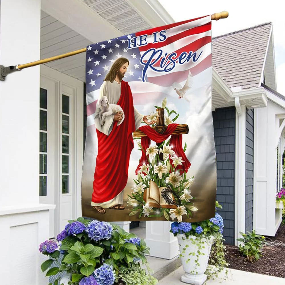 Jesus He Is Risen Religious Easter Flag