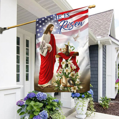 Jesus He Is Risen Religious Easter Flag