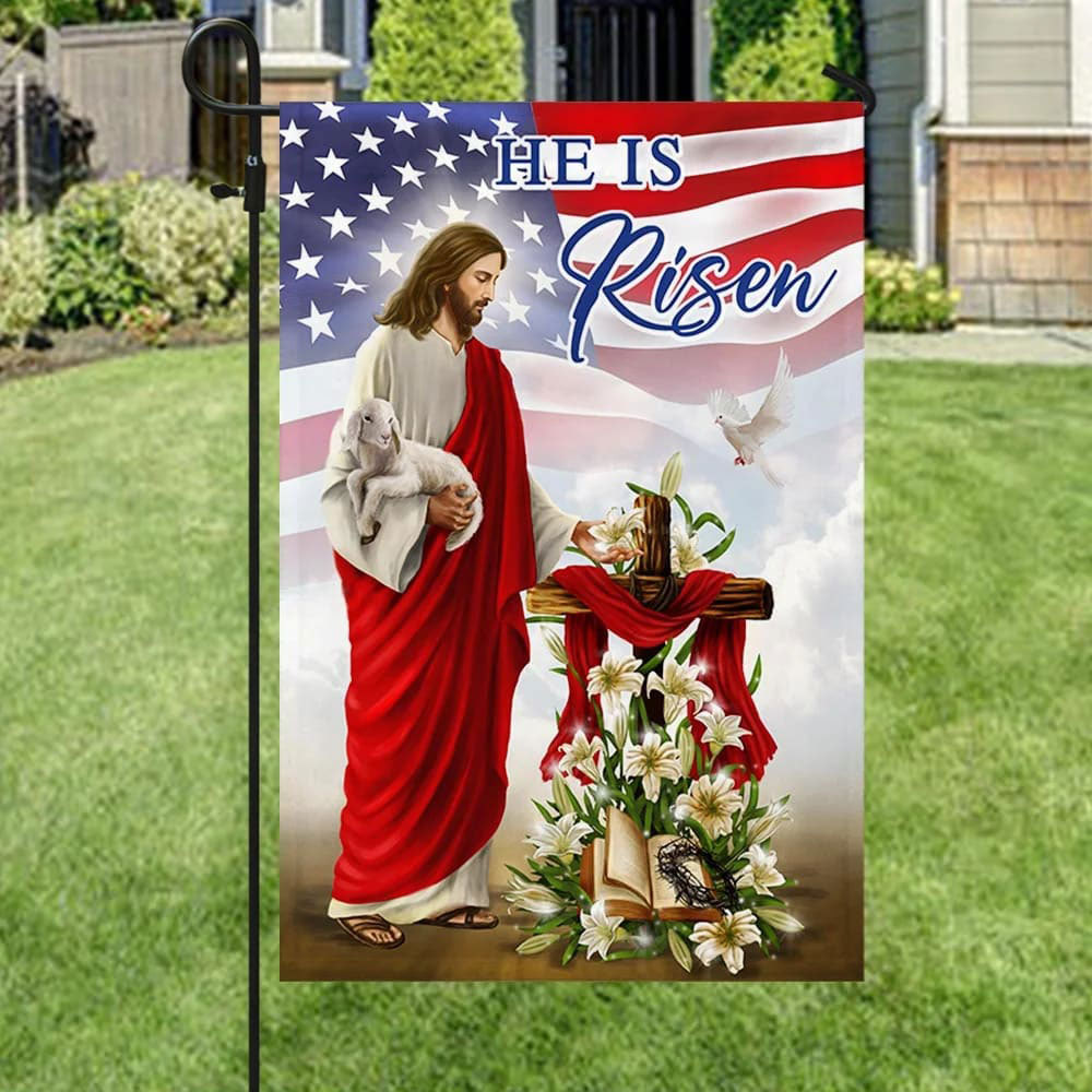 Jesus He Is Risen Religious Easter Flag