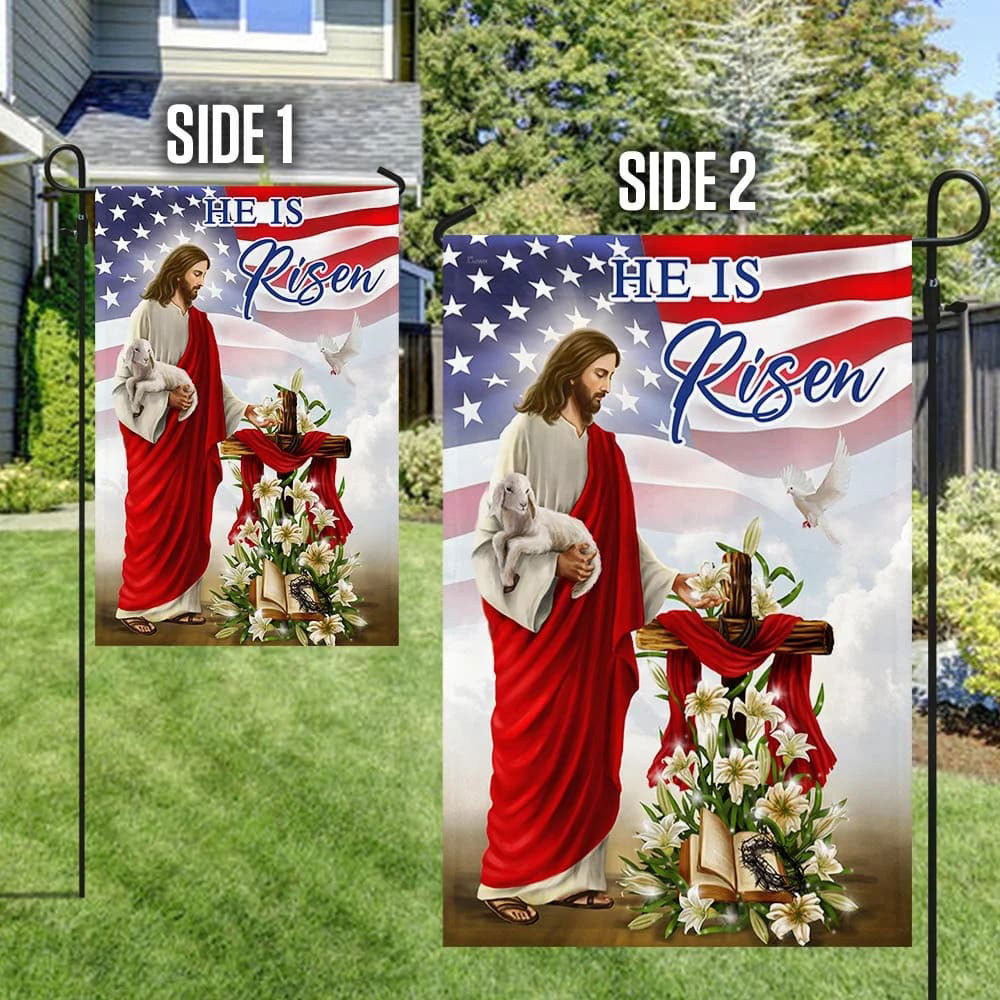 Jesus He Is Risen Religious Easter Flag