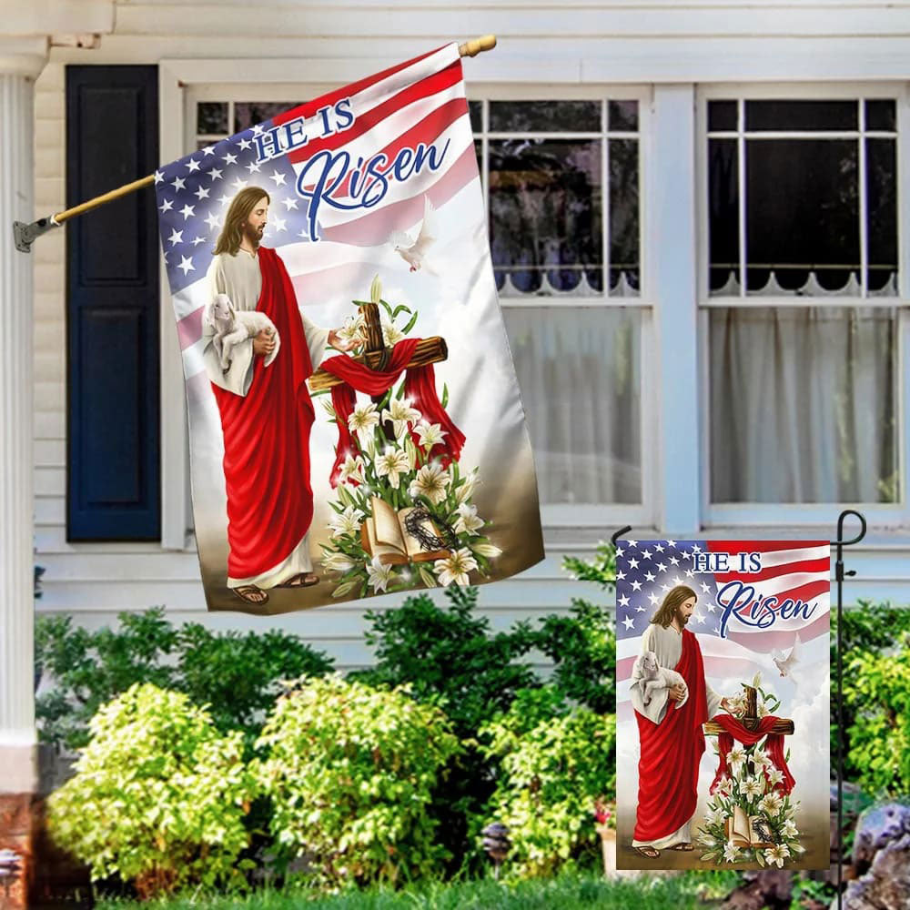 Jesus He Is Risen Religious Easter Flag