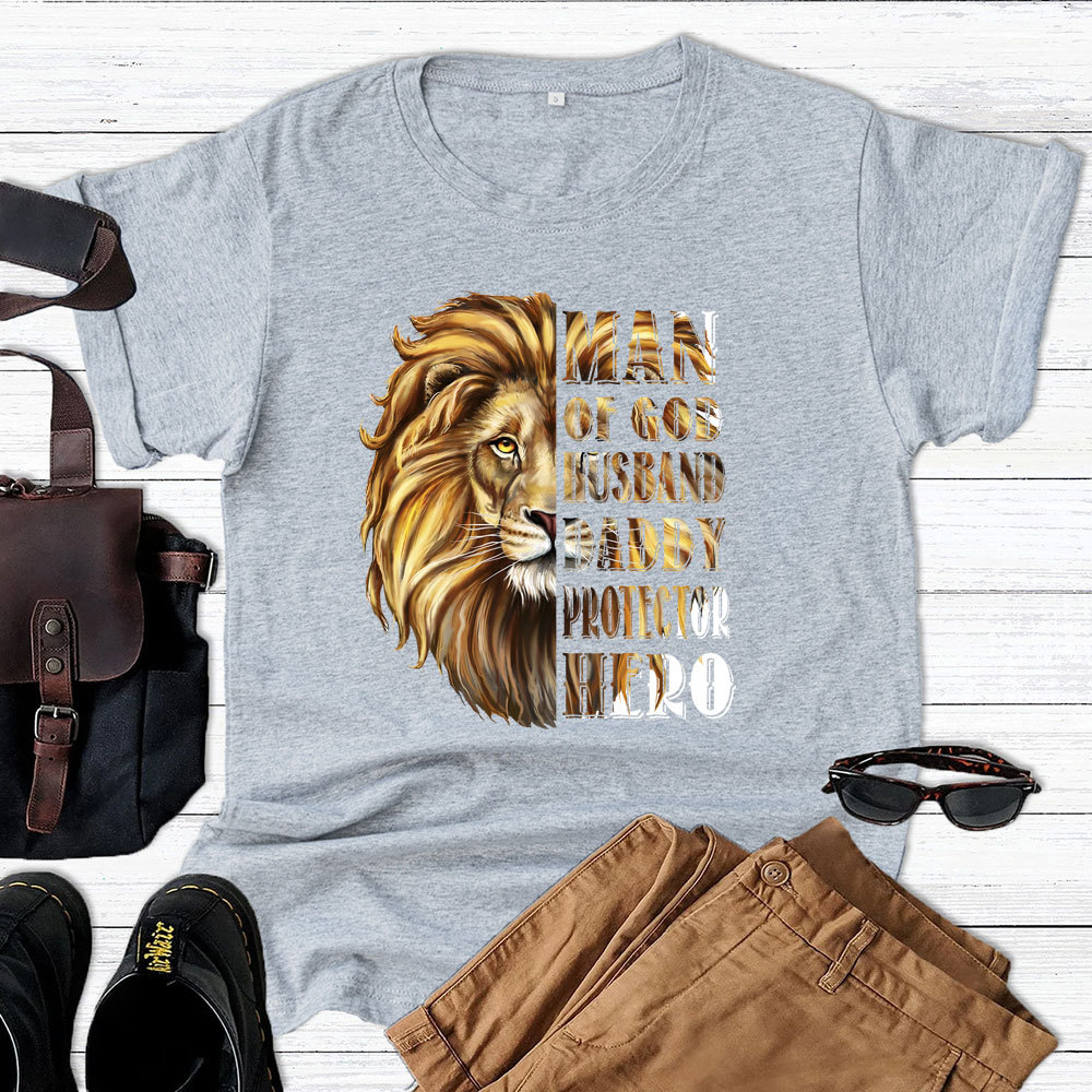 Man of God Husband Daddy Protector Hero T-Shirt Sale-GuidingCross