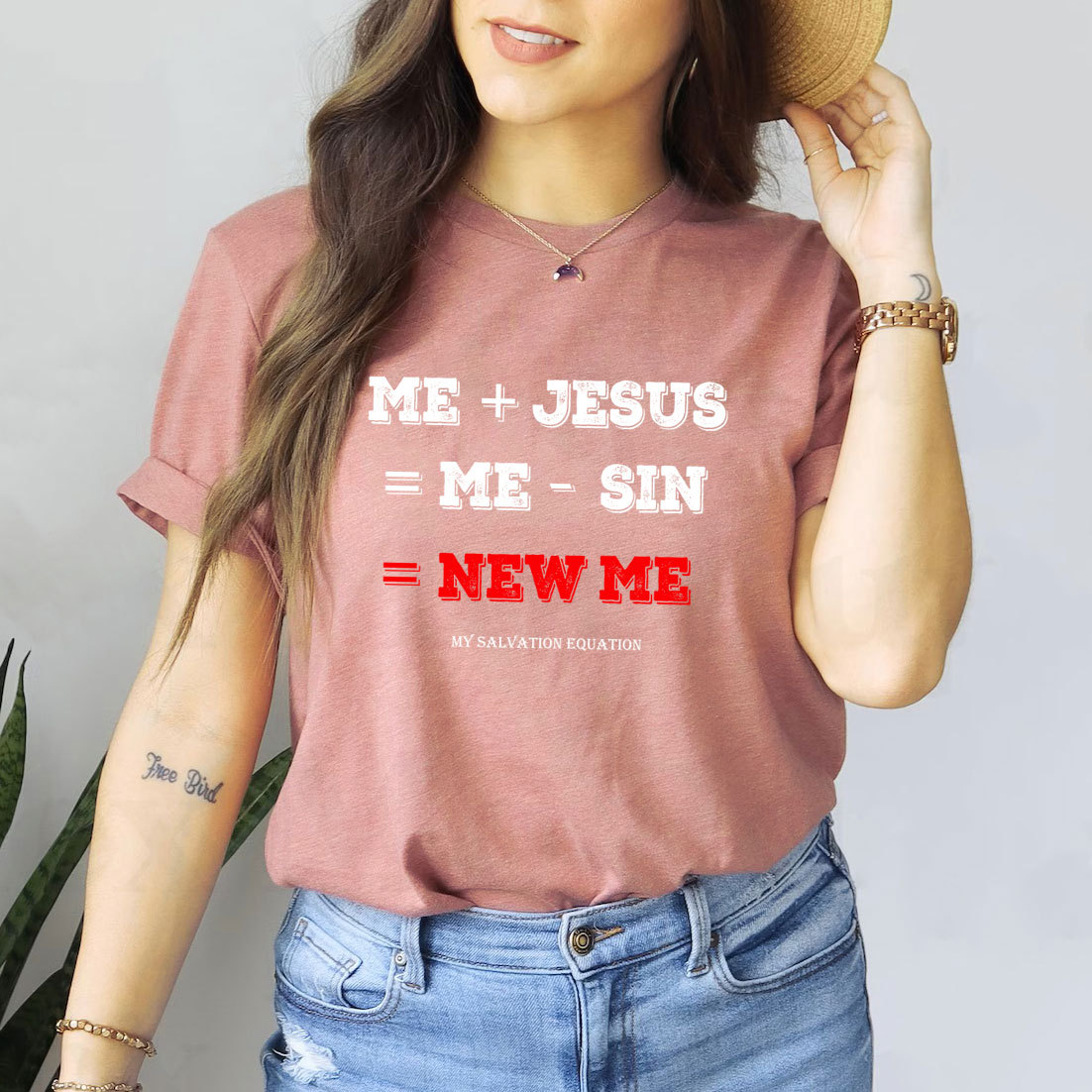 Me + Jesus = Me - Sin Christian Math Shirt
