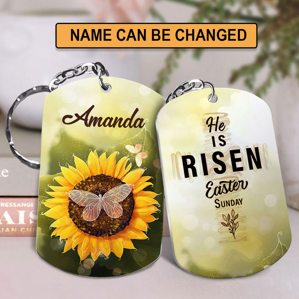 Personalized He Is Risen Aluminium Keychain