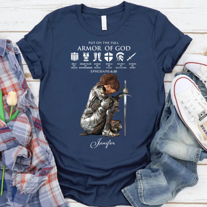 Personalized Name Put on the Full Armor of God Christian T-Shirt