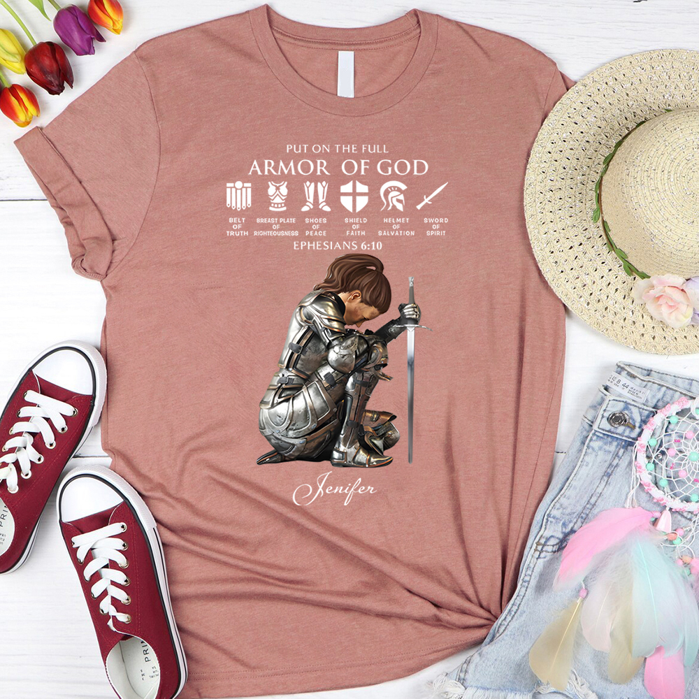 Personalized Name Put on the Full Armor of God Christian T-Shirt