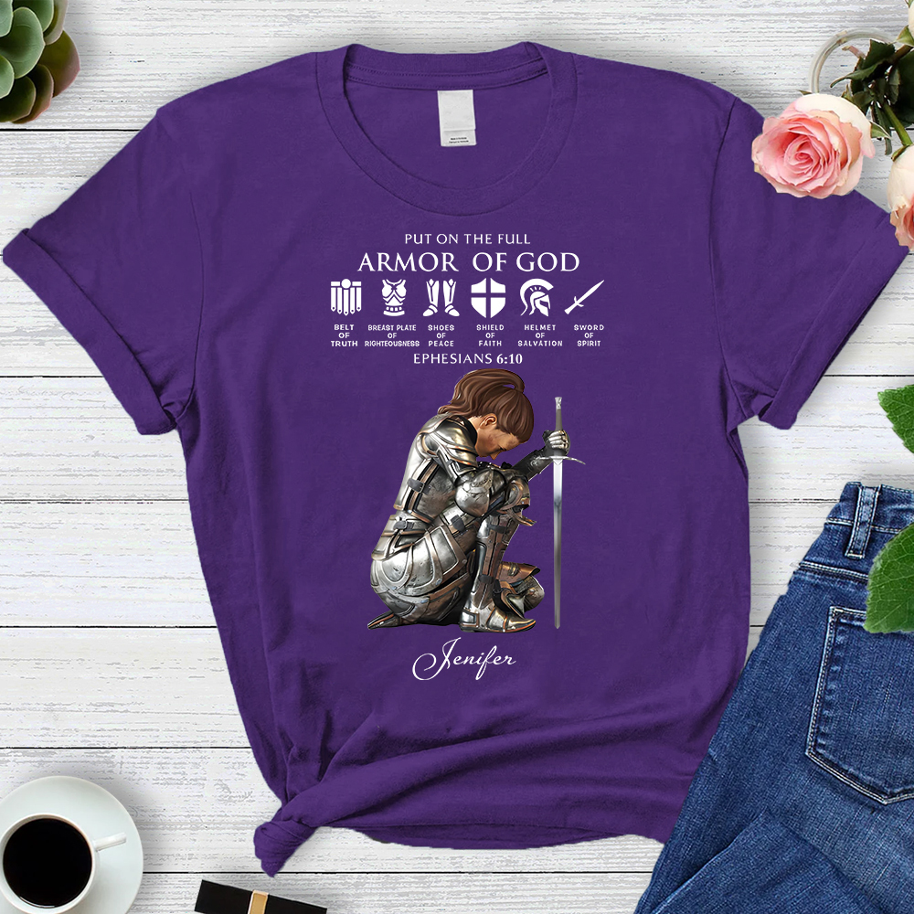 Personalized Name Put on the Full Armor of God Christian T-Shirt