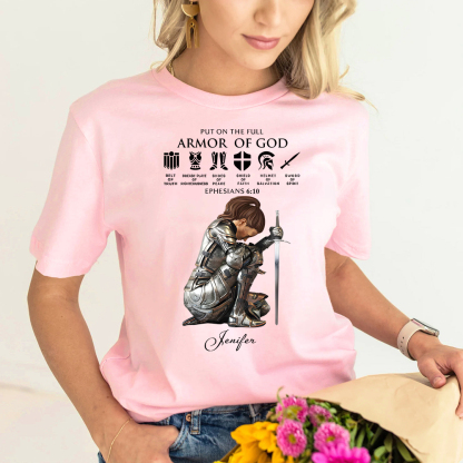 Personalized Name Put on the Full Armor of God Christian T-Shirt