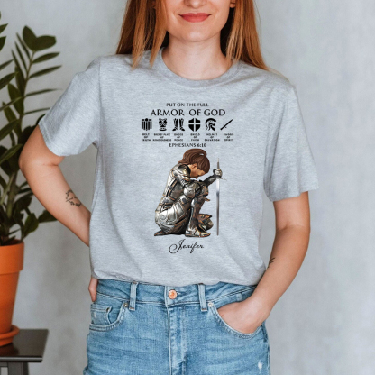 Personalized Name Put on the Full Armor of God Christian T-Shirt