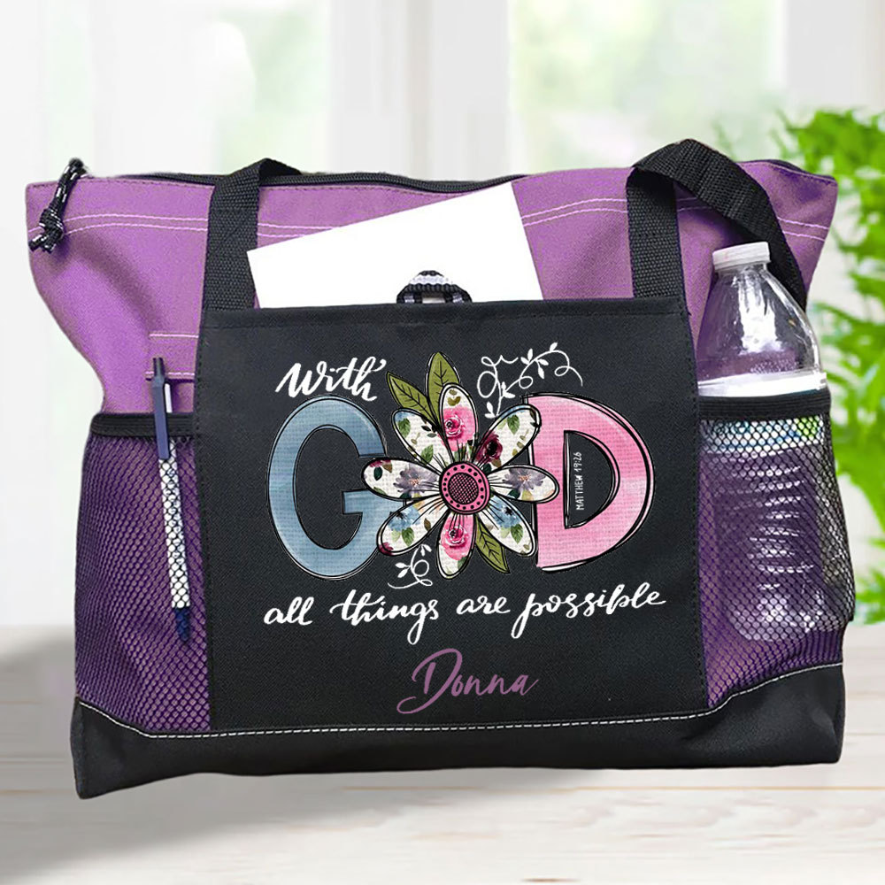 Personalized With God All Things Are Possible Premium Tote Bag