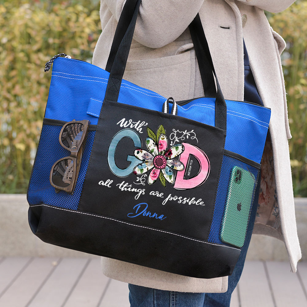 Personalized With God All Things Are Possible Premium Tote Bag