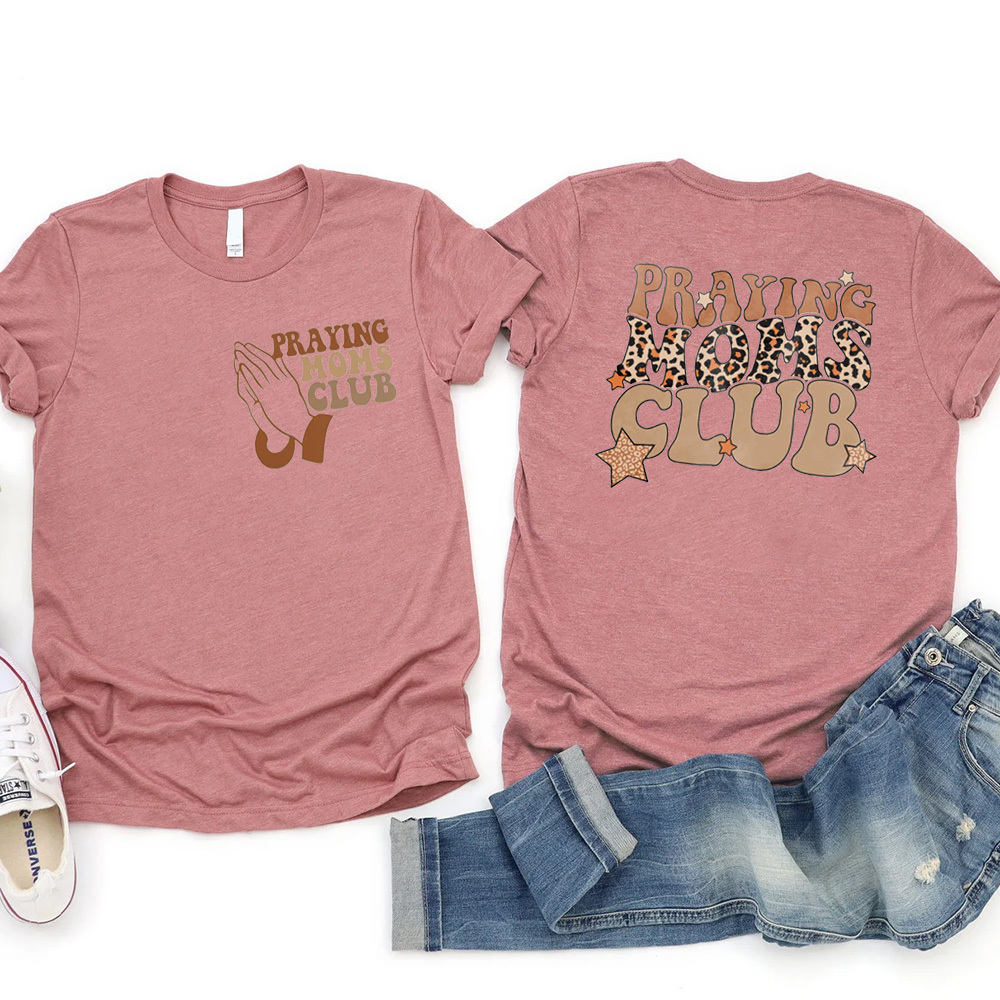 Retro Leopard Praying Moms Club Shirt