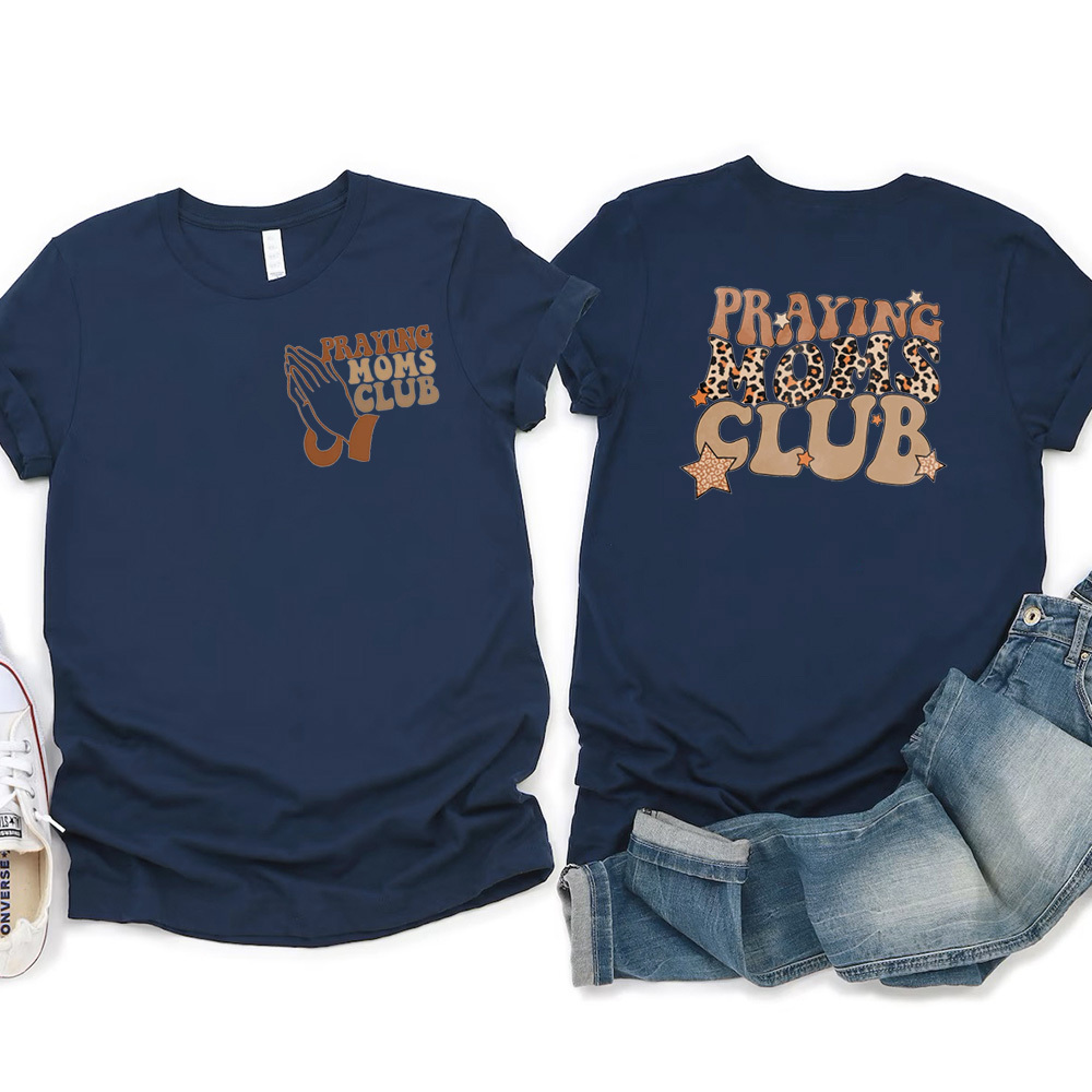 Retro Leopard Praying Moms Club Shirt Sale-GuidingCross