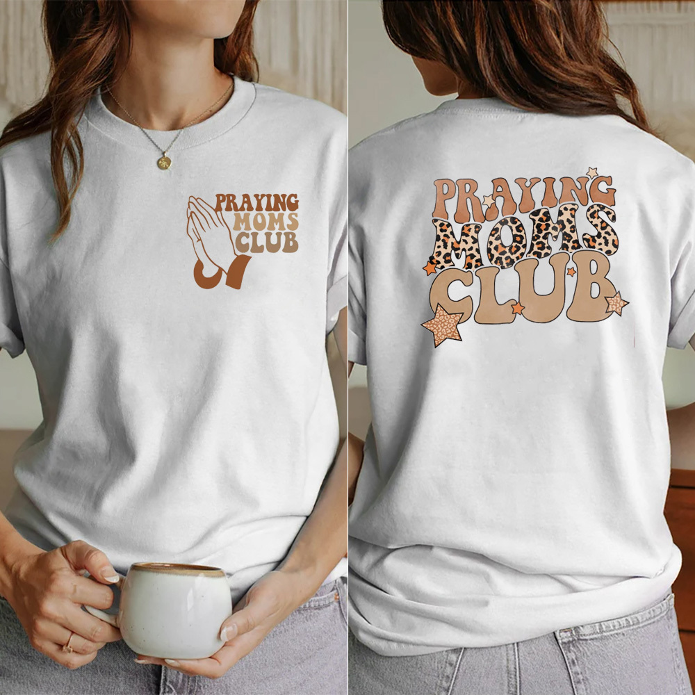 Retro Leopard Praying Moms Club Shirt