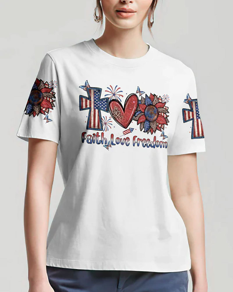 She Loves Jesus and America All-Over Print Shirt