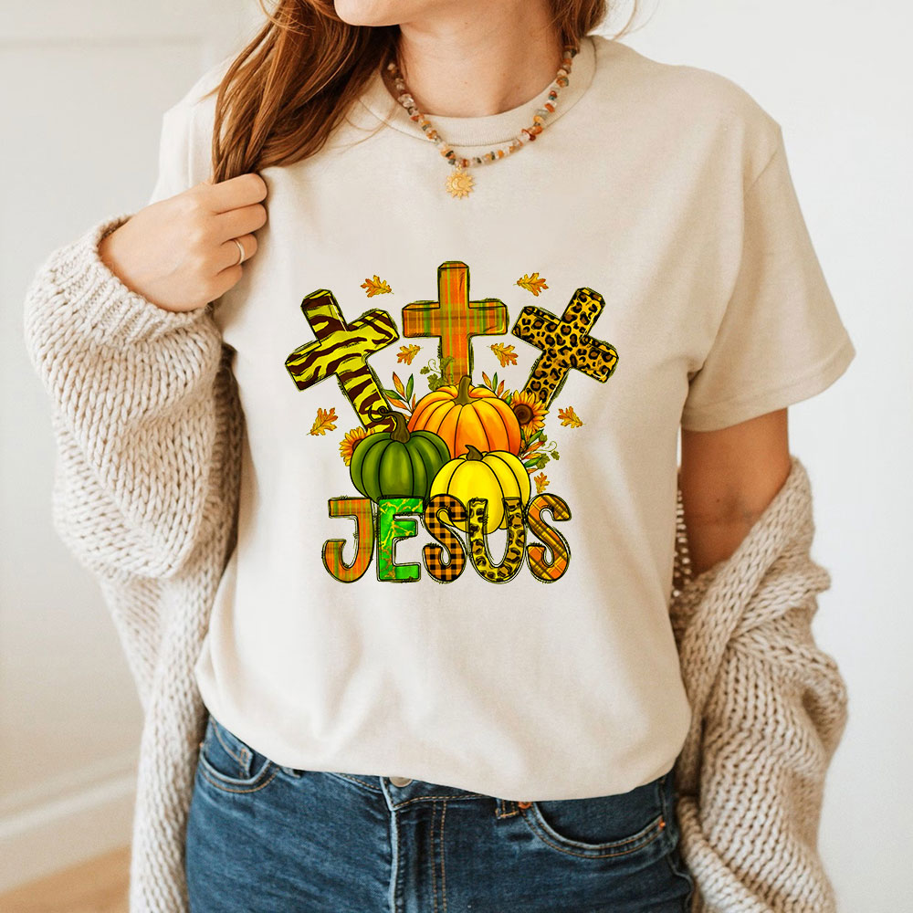 Sunflower And Leopard Cross Jesus T-Shirt