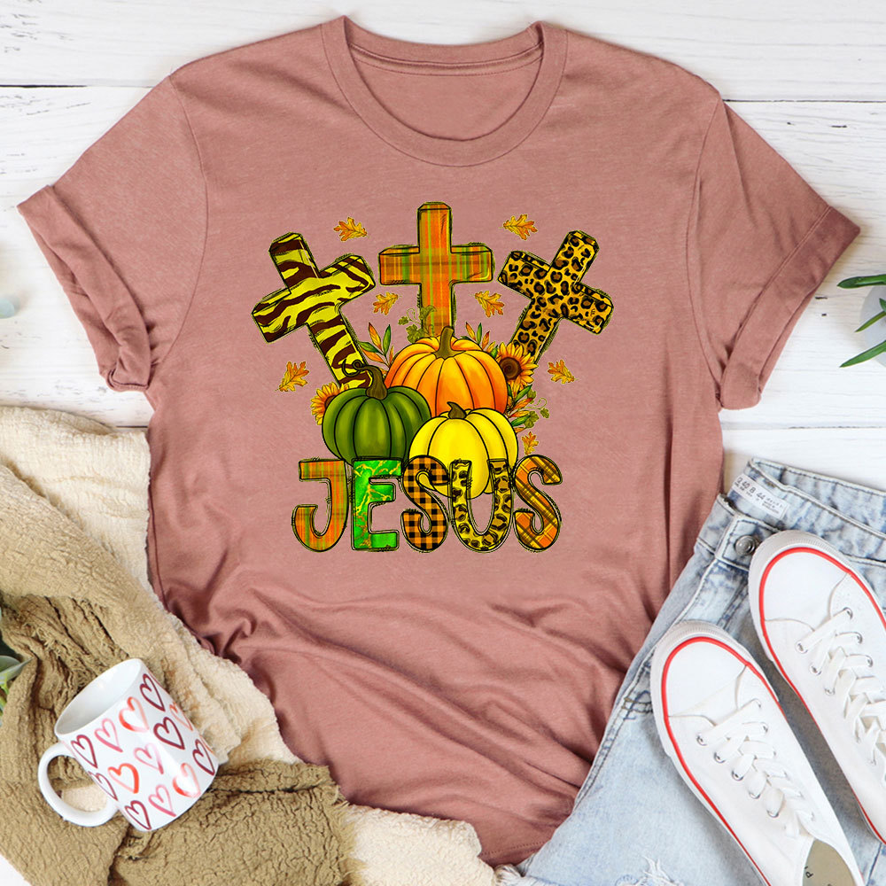 Sunflower And Leopard Cross Jesus T-Shirt