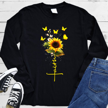 Sunflower Faith Religious Long Sleeve Shirt