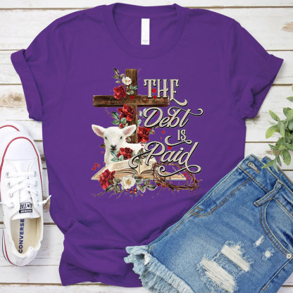 The Debt Is Paid Floral Cross Easter T-Shirt