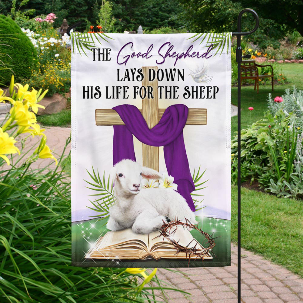 The Good Shepherd Lays Down His Life for the Sheep Easter Day Lamb Flag