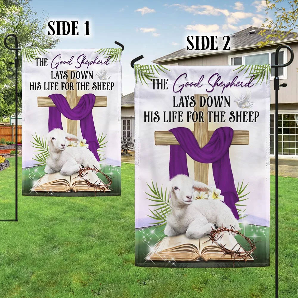 The Good Shepherd Lays Down His Life for the Sheep Easter Day Lamb Flag