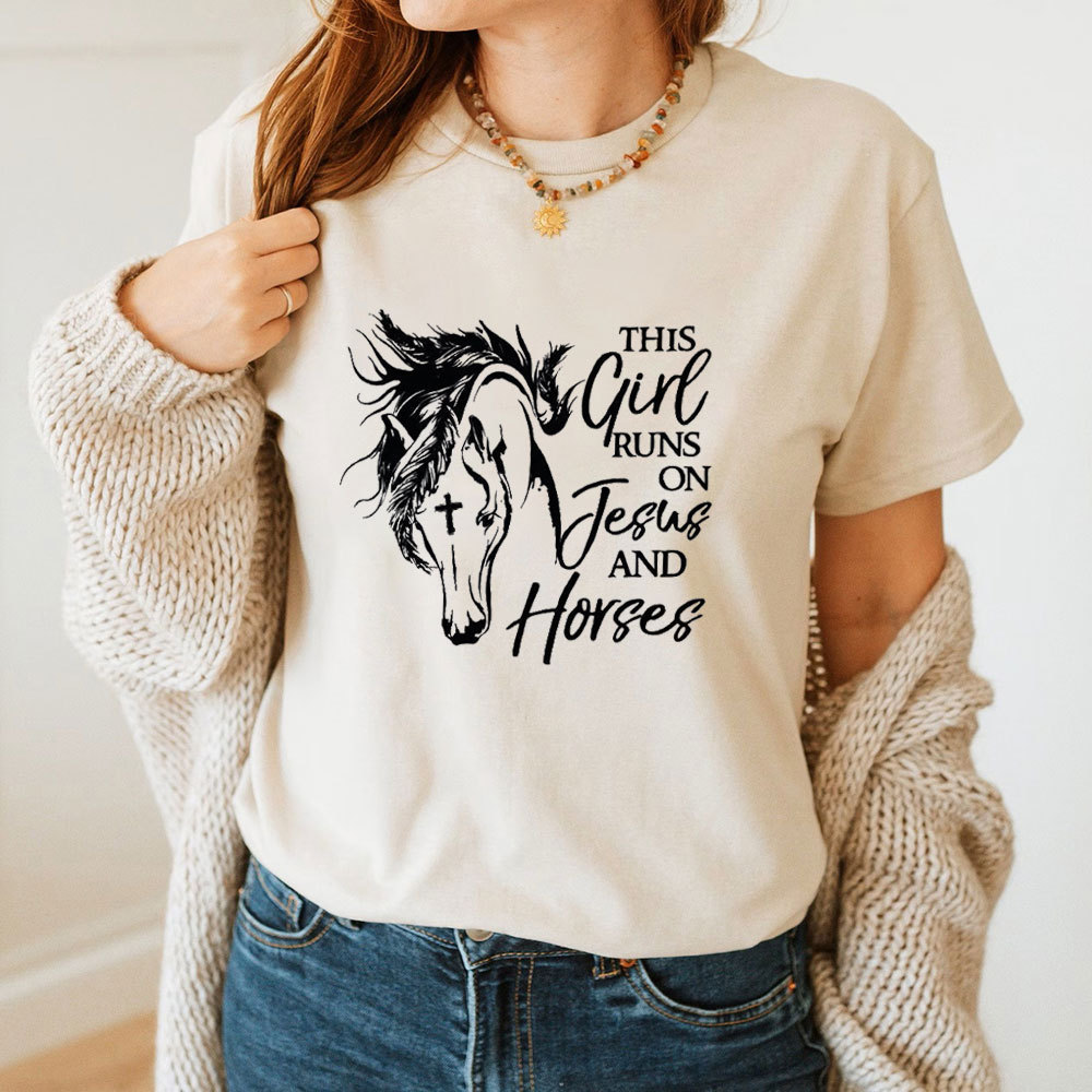 This Girl Runs On Jesus And Horses T-Shirt