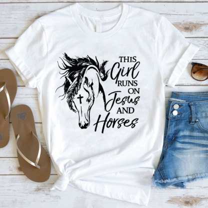 This Girl Runs On Jesus And Horses T-Shirt