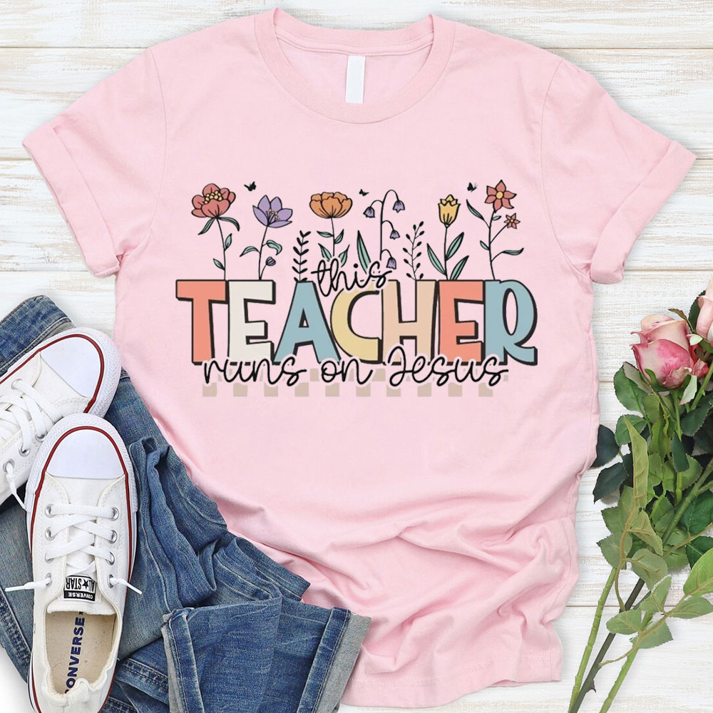 This Teacher Runs On Jesus T-Shirt Sale - GuidingCross