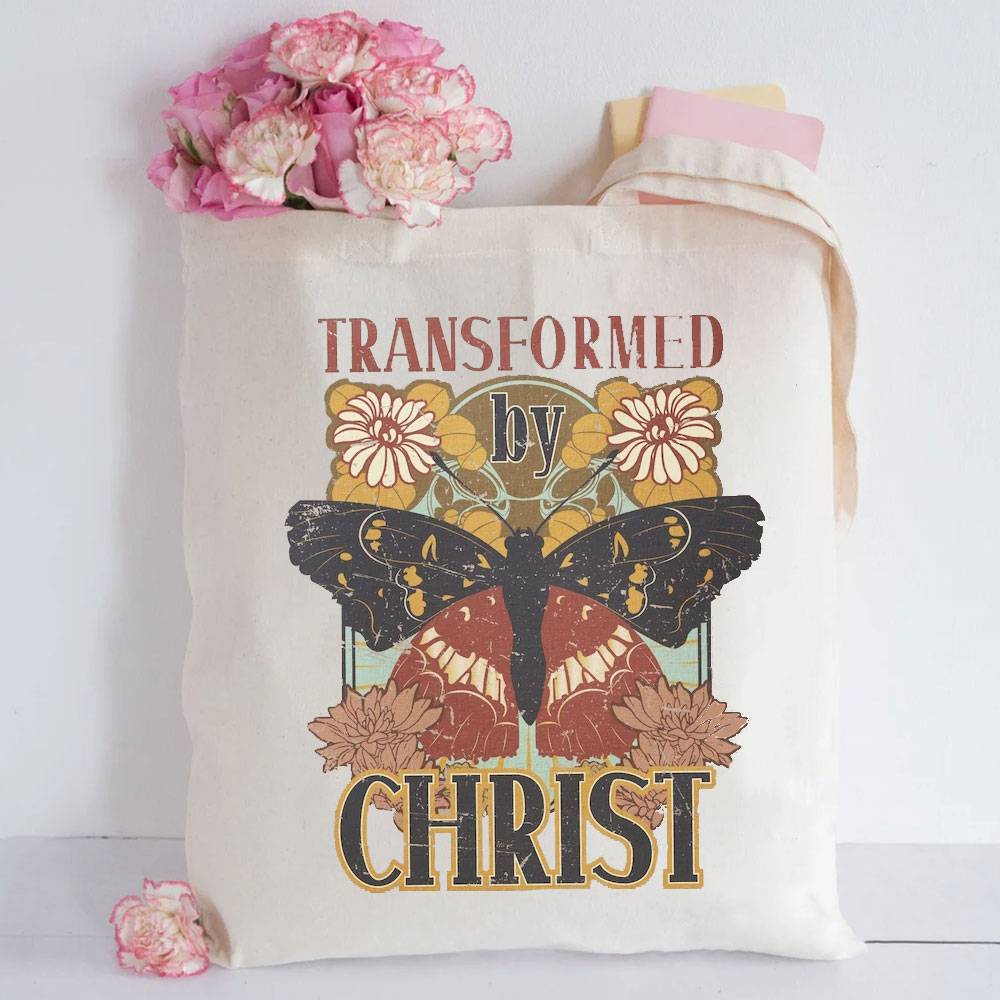 Transformed by Christ Butterfly Canvas Tote Bag