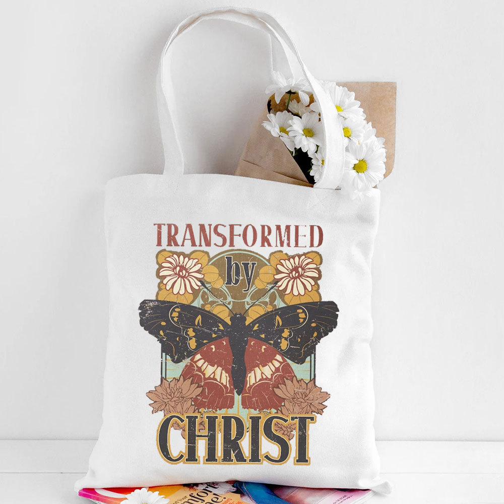 Transformed by Christ Butterfly Canvas Tote Bag