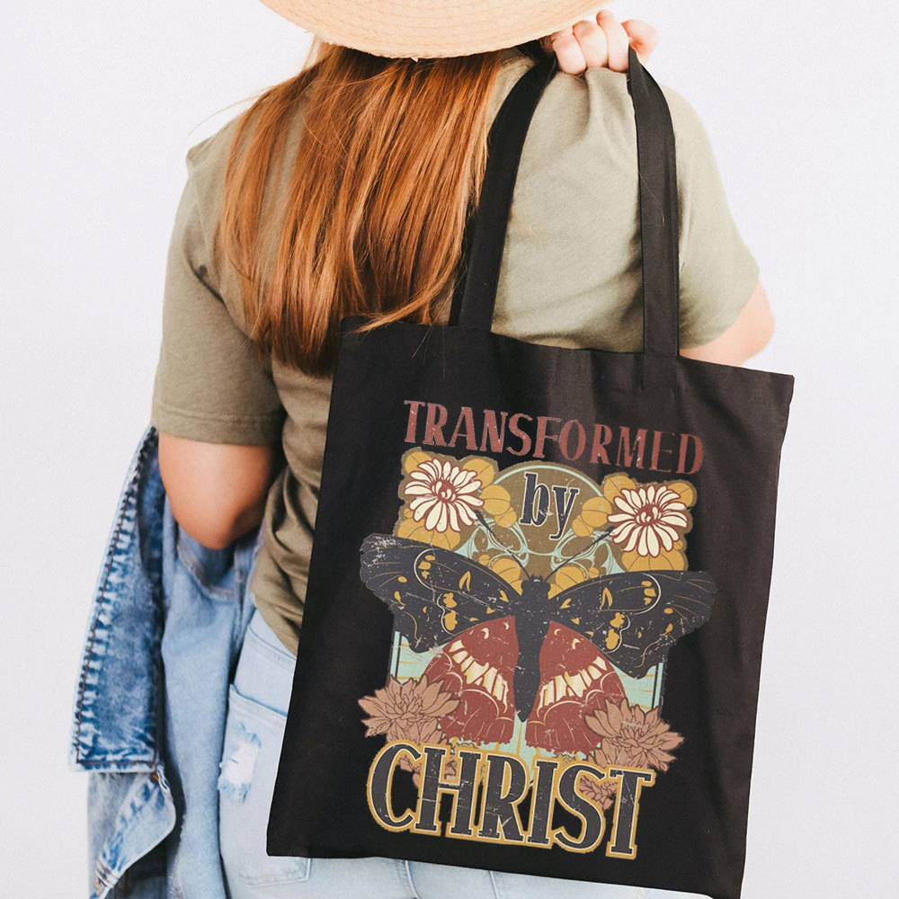 Transformed by Christ Butterfly Canvas Tote Bag