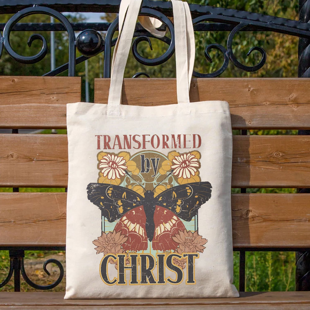 Transformed by Christ Butterfly Canvas Tote Bag