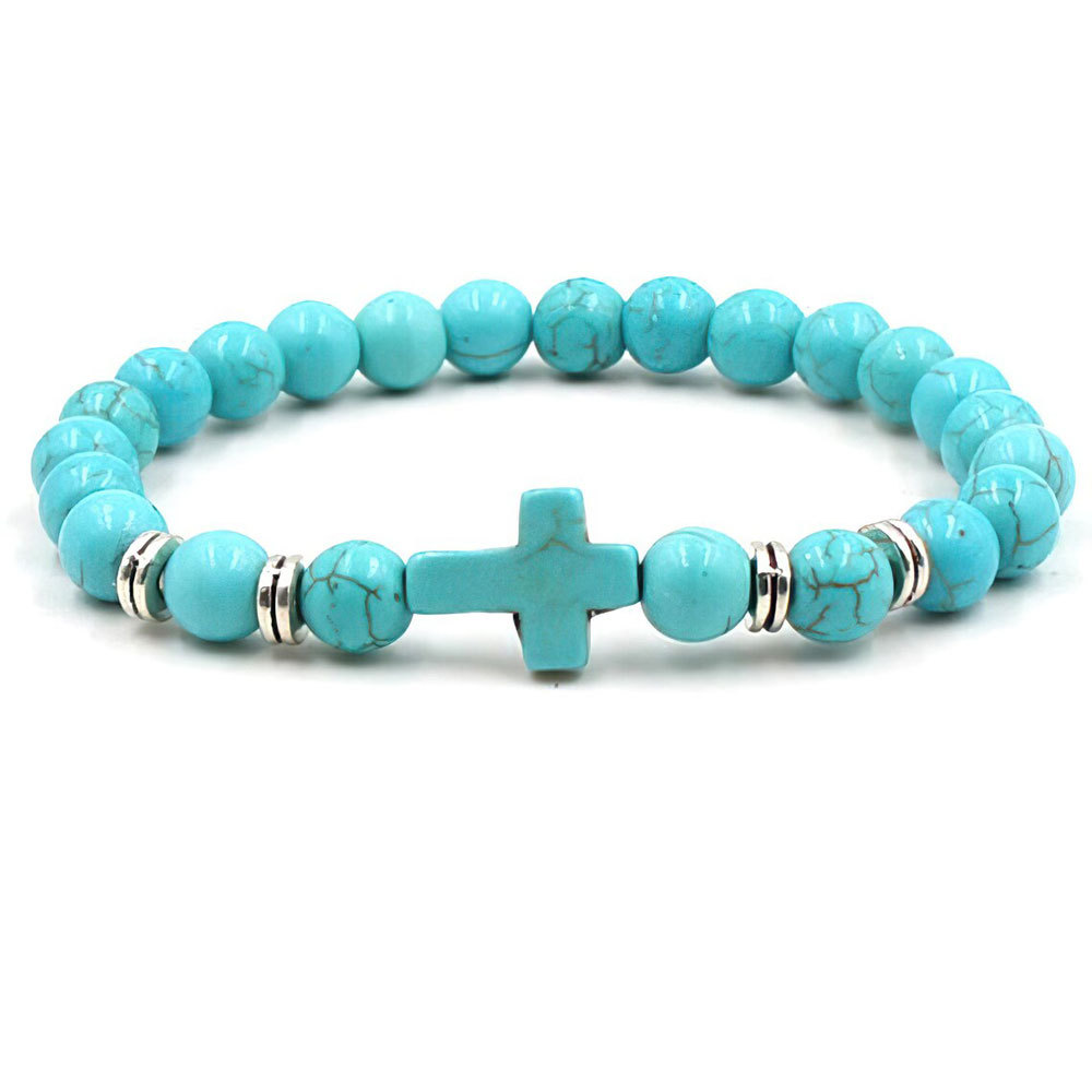 Turquoise Bead Cross Bracelet
