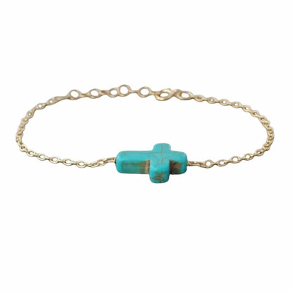 Turquoise Sideways Cross Bracelet