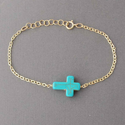 Turquoise Sideways Cross Bracelet