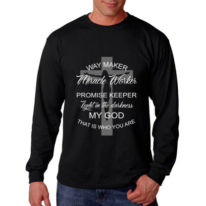 Way Maker Promise Keeper Jesus Cross Long Sleeve Tee