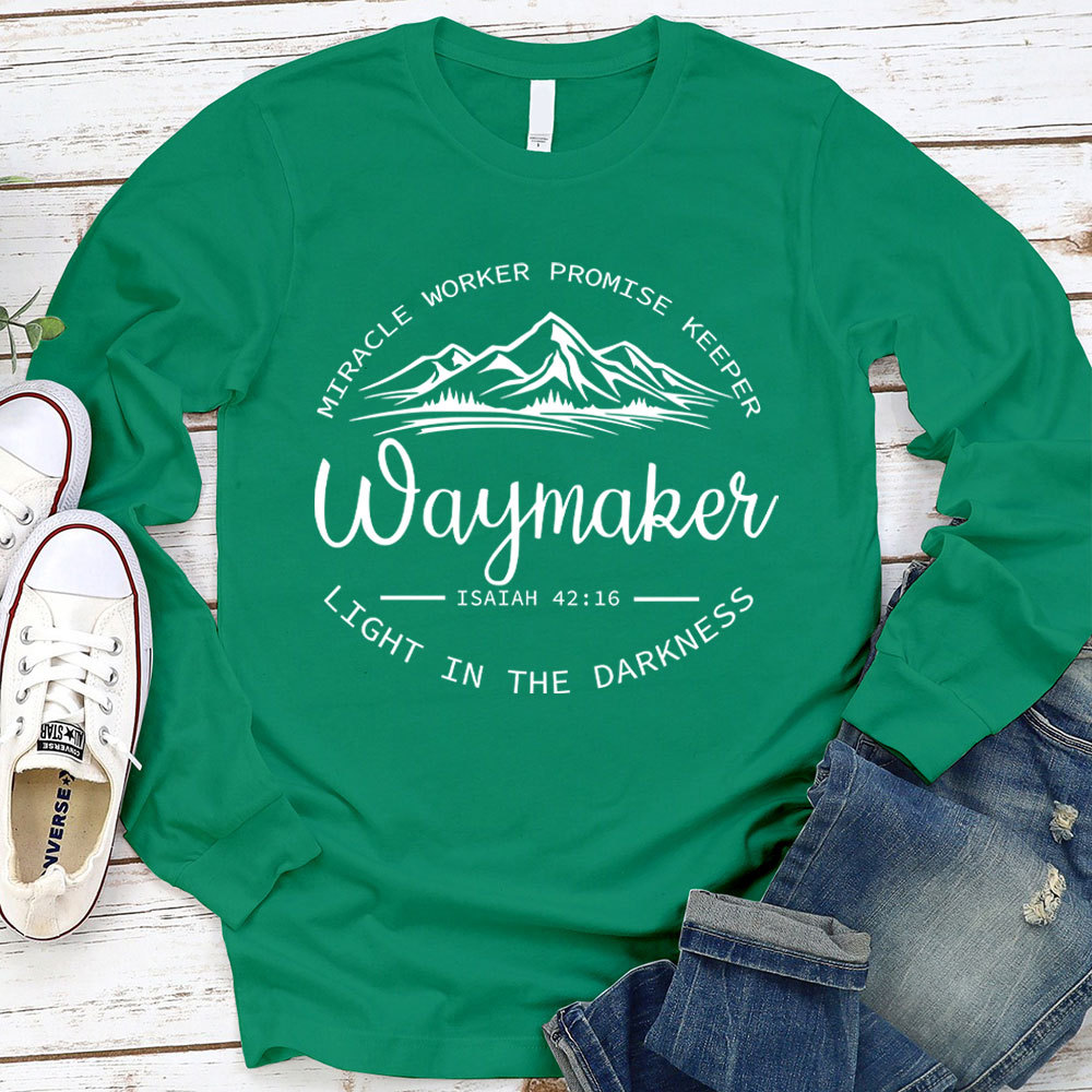 Waymaker Miracle Worker Promise Keeper Christian Long Sleeve Tee