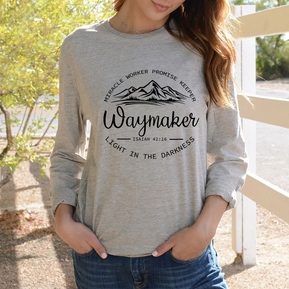 Waymaker Miracle Worker Promise Keeper Christian Long Sleeve Tee