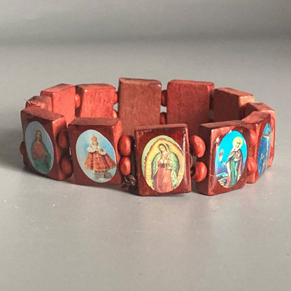 Wooden Saints and Angels Stretch Bracelet