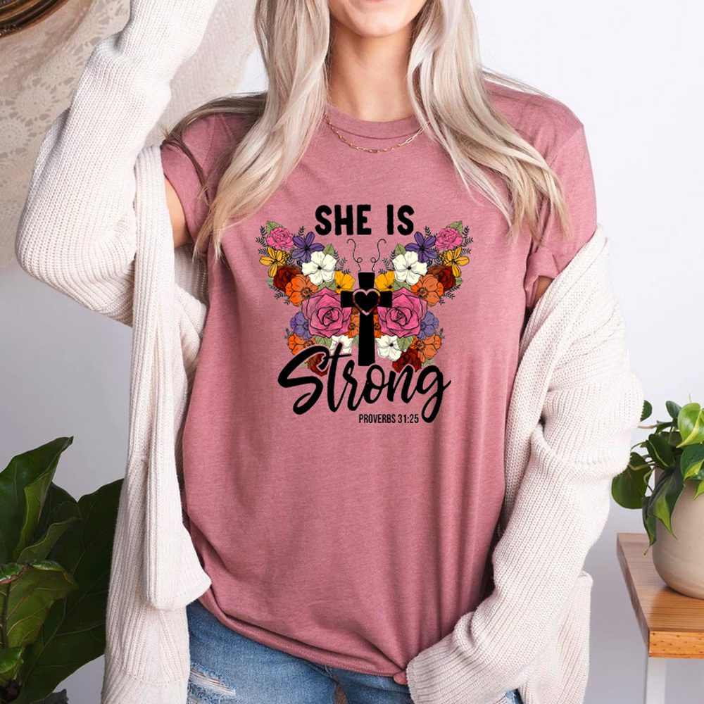 She Is Strong Flower Butterfly Shirt