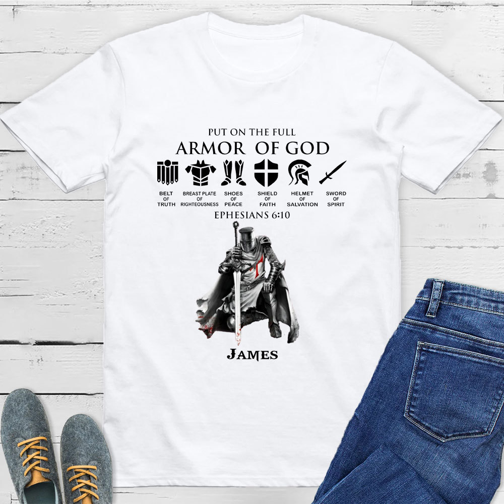 Personalized Put on the Full Armor of God Christian T-Shirt