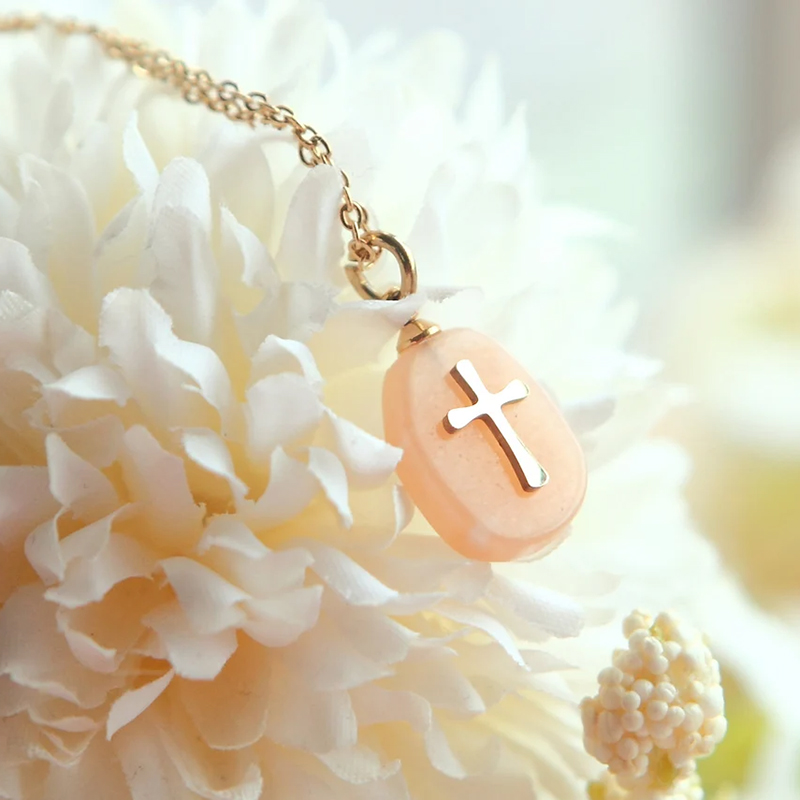 Crystal Gemstone Cross Pendant Necklace