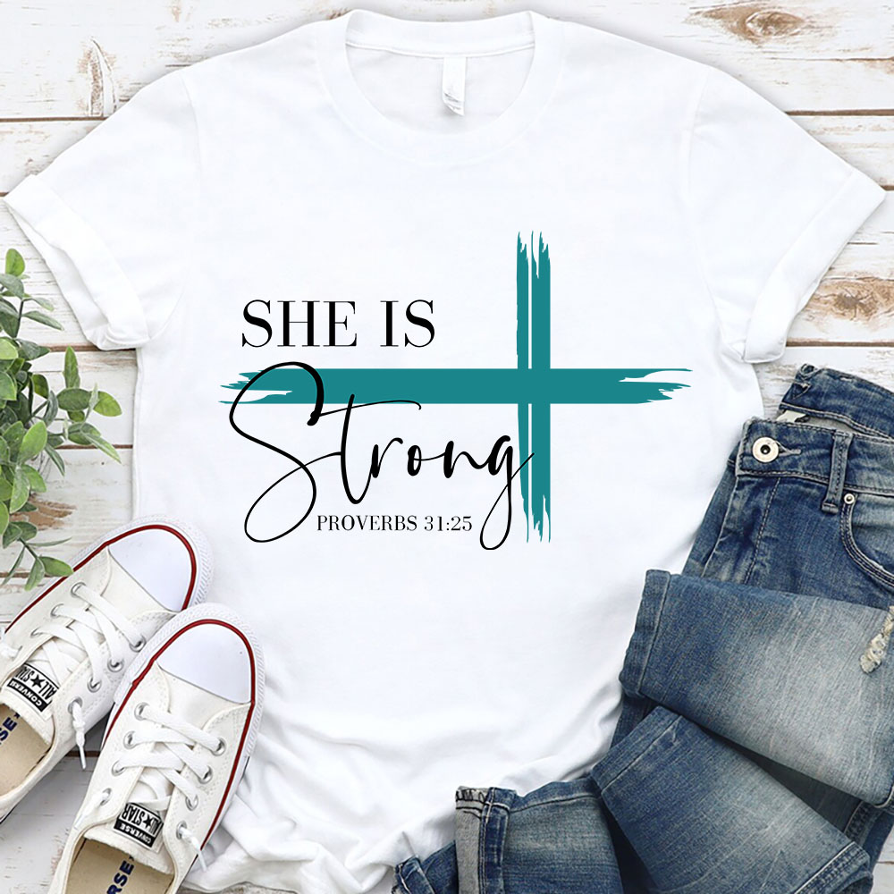 She is Strong Bible Verse Shirt Sale - GuidingCross