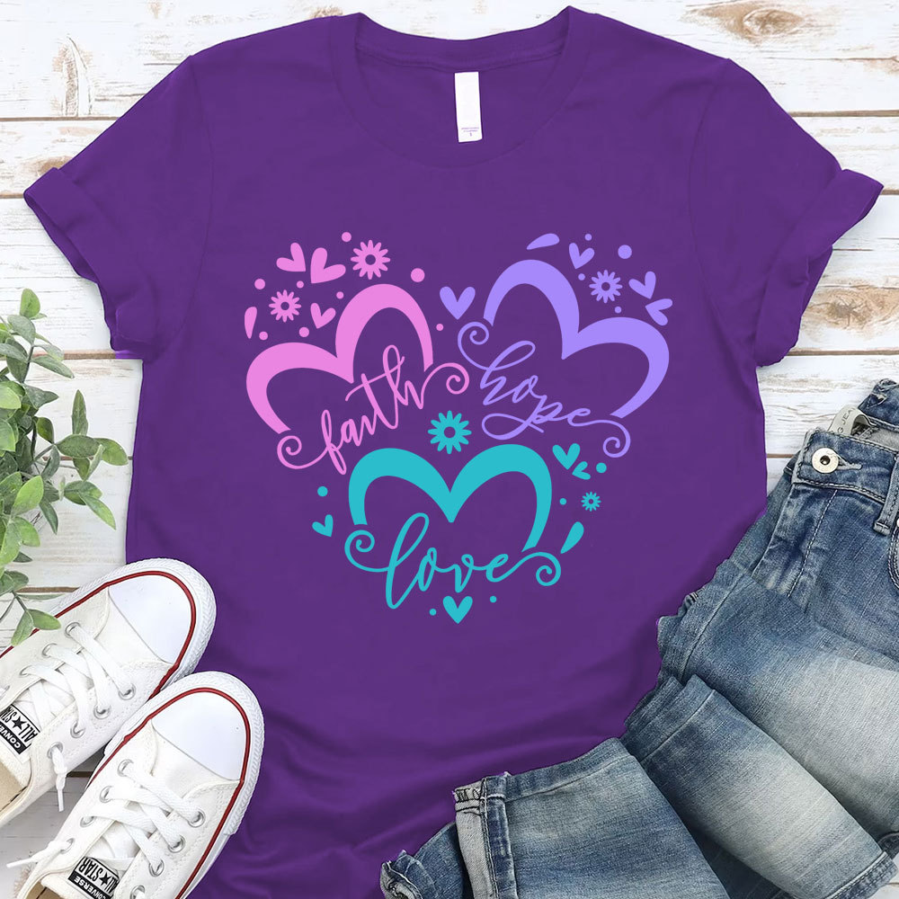 Faith Love Hope Heart Christian Shirt