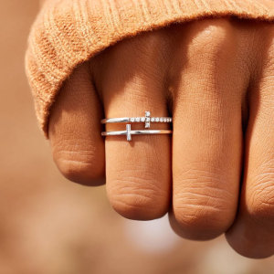 Image of Cubic Zirconia Double Cross Ring