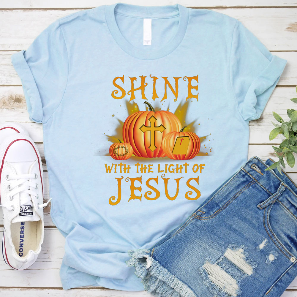 Shine with the Light of Jesus Halloween Pumpkin T-Shirt
