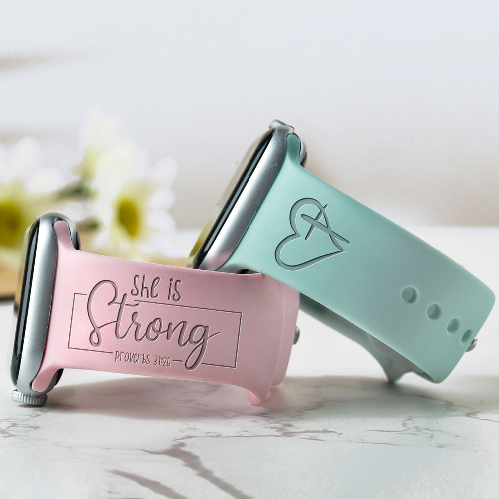 She Is Strong Engraved Christian Watch Band for Apple, Fitbit and Samsung